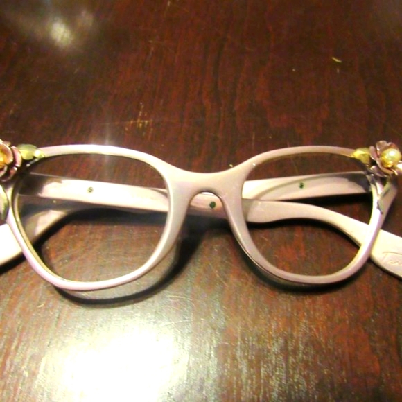 🩷🌷🩷 Exquisite RARE Vintage Tura Frosted Pink Flower Accented Cat Eye Glasses - Picture 12 of 15